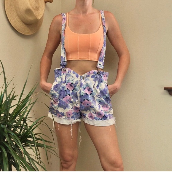 Other - Vintage Floral Overall Shorts